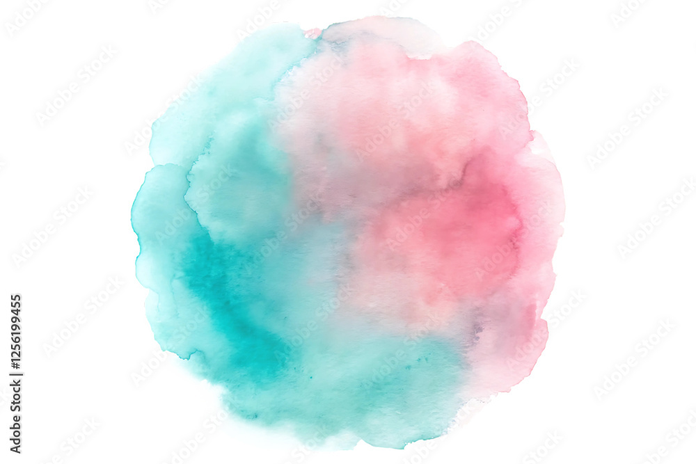 Fototapeta premium Abstract Circular Cloud-Like Formation with Pastel Watercolor Blend of Light Blue and Pink Hues Creating a Soft, Ethereal Effect