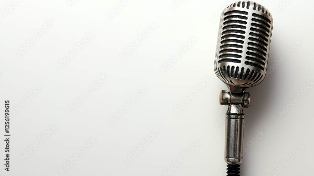 Fototapeta premium Vintage Microphone on White Background