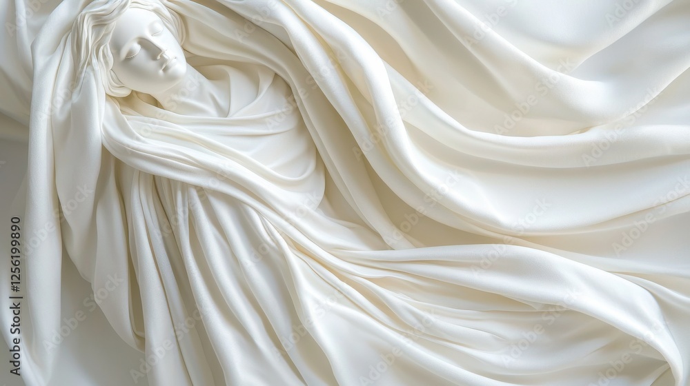 Obraz premium A white statue of a woman is draped in a white sheet