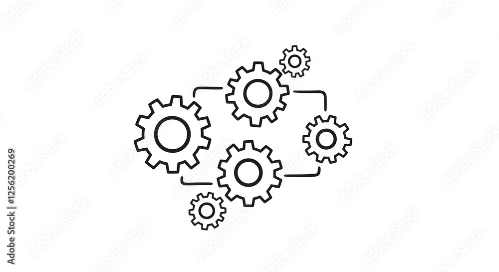 Connected Gears Concept Illustration for Process Automation and Workflow Management. Generative AI Connected Gears Concept Illustration for Process Automation and Workflow Management. Generative AI