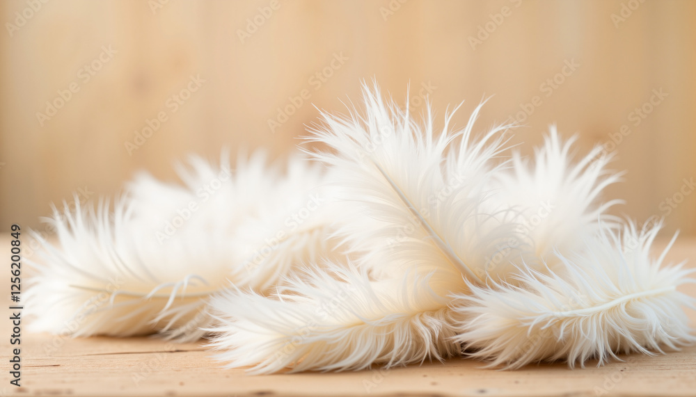 White feathers on wooden surface White feathers on wooden surface