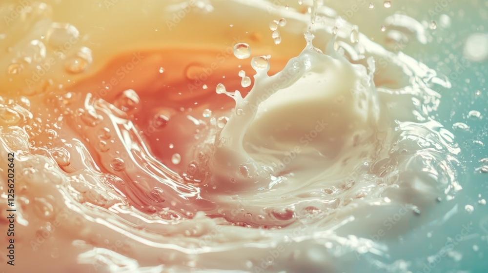 Fototapeta premium Soft Creamy Swirl with Bubbles in Vibrant Colorful Background
