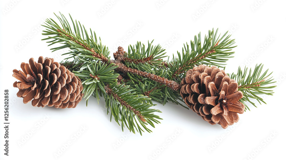 Fir tree branch christmas frame with pinecones isolated on white background. Fir tree branch christmas frame with pinecones isolated on white background.