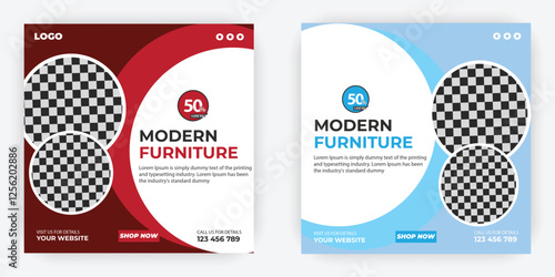 Modern furniture square flyer design
