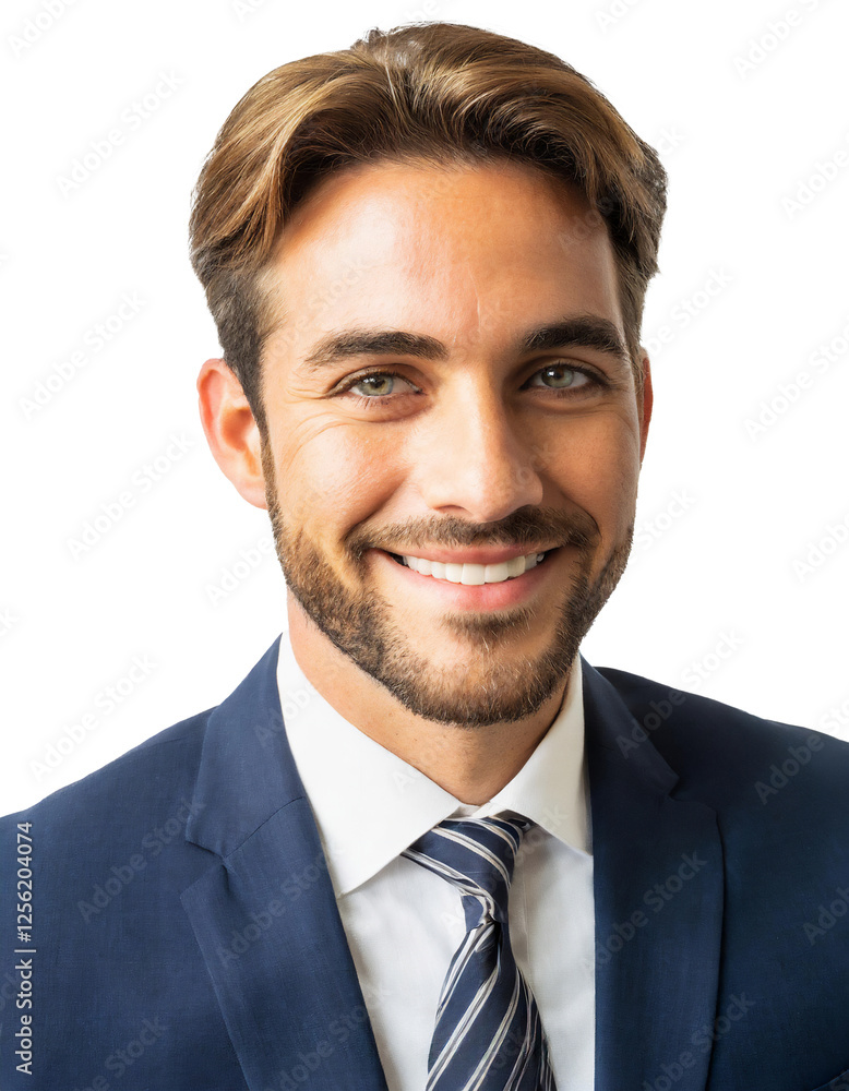 Portrait of only one Man. White Background. Portrait of only one Man. White Background.