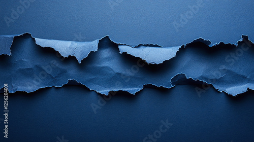 Torn-edge navy blue paper texture background. photo