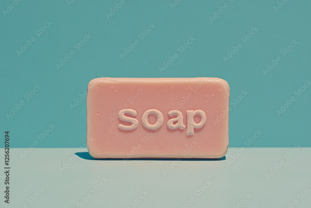 Pink Soap Bar: A classic pink bar of soap, featuring the word Pink Soap Bar: A classic pink bar of soap, featuring the word