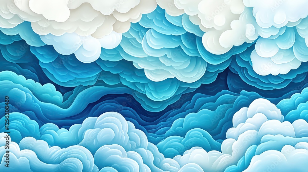 Aeration and oxygenation story Abstract digital art of dynamic blue clouds. Aeration and oxygenation story Abstract digital art of dynamic blue clouds.