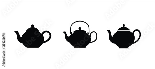 Teapot vector set hand drawn illustration on white background. teapot vector art icon,
