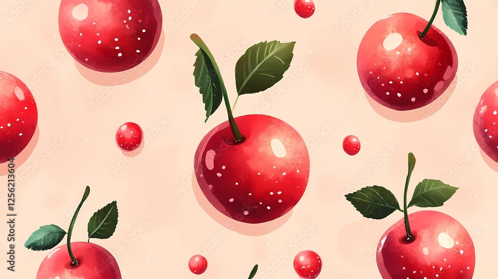 Stylized cherry drawing, perfect for culinary use in recipes and food design projects. Digital art style. Stylized cherry drawing, perfect for culinary use in recipes and food design projects. Digital art style.