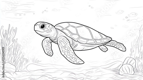 Undersea sea turtle coloring page photo