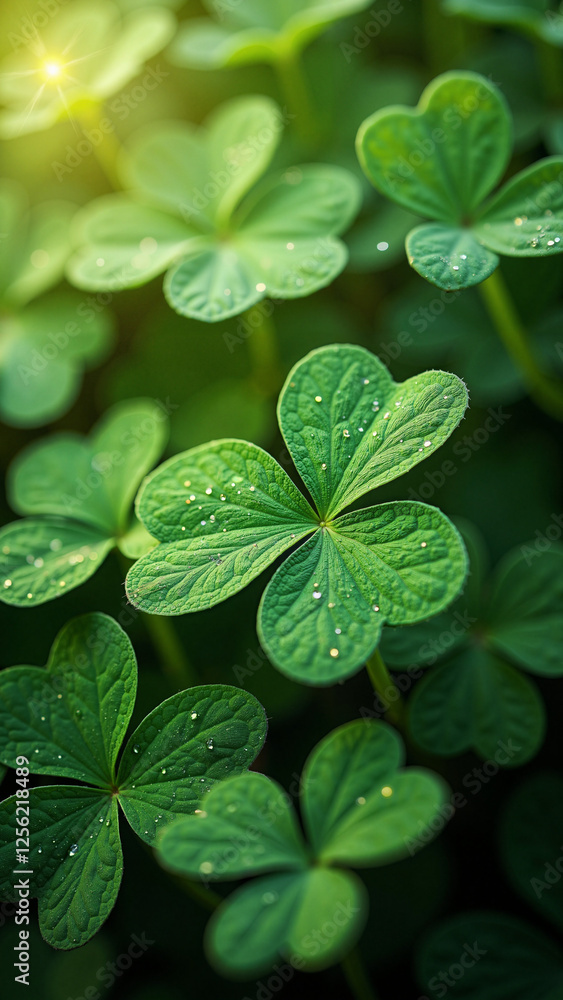 Enchanting Clover Leaves with Sparkles: Perfect St. Patrick's Day Background for Festive Marketing and Events Enchanting Clover Leaves with Sparkles: Perfect St. Patrick's Day Background for Festive Marketing and Events