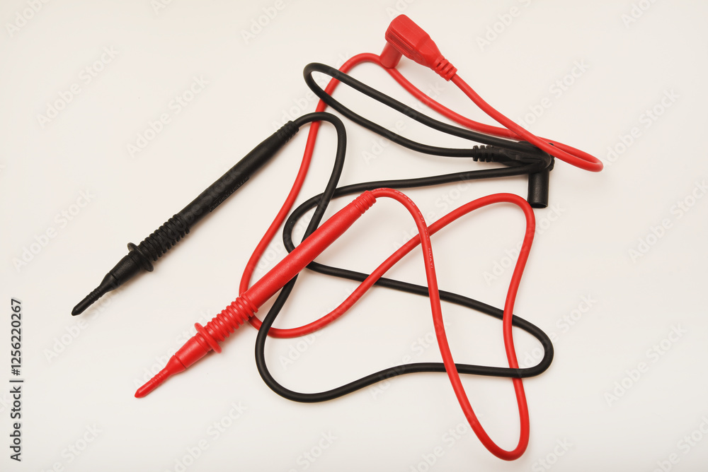 Probes for multimeter. The red and black wires of the measuring device. Probes for multimeter. The red and black wires of the measuring device.