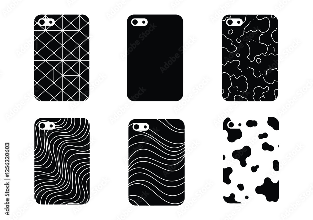 Fototapeta premium Smartphone case sets template vector illustration black and white design