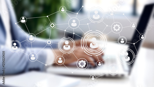 Wallpaper Mural A modern workspace integrates digital tools and human elements, fostering collaboration among remote teams. The environment highlights flexibility, AI resources, and a focus on productivity Torontodigital.ca