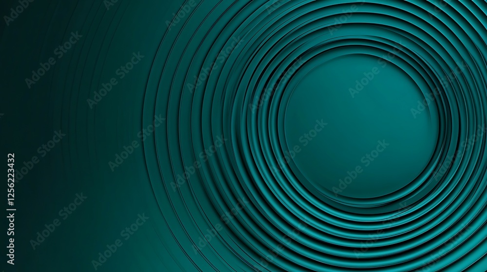 Obraz premium Teal concentric circles, abstract background (1)