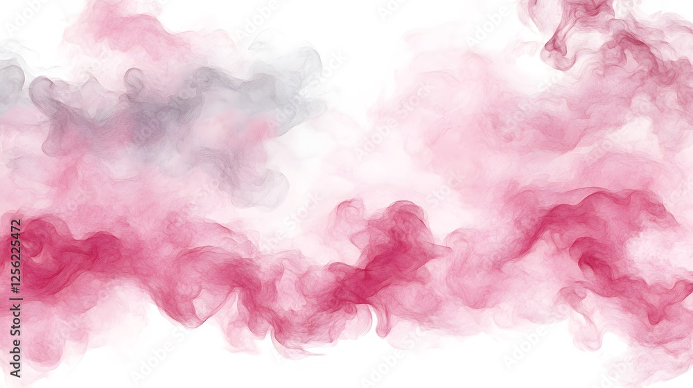 Pink smoke and watercolor design on a white background in soft pink tones for artistic presentation Pink smoke and watercolor design on a white background in soft pink tones for artistic presentation