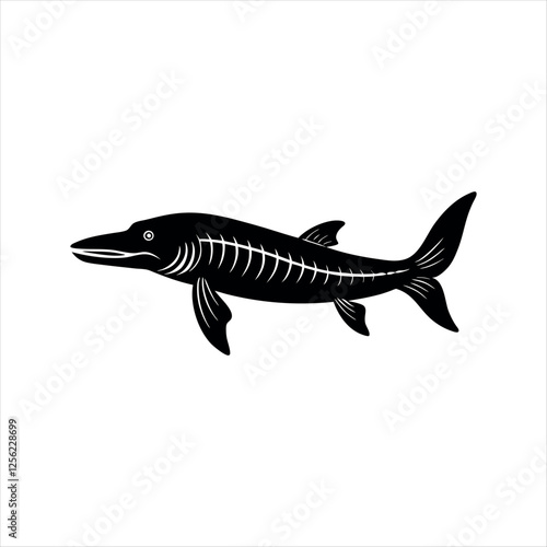 Ichthyosaurus Extinct Animal fish isolated on white