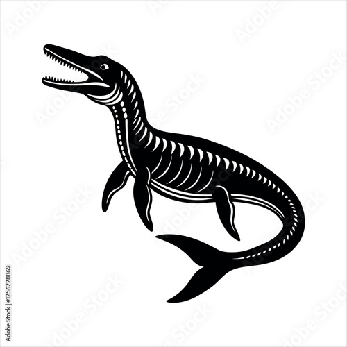 Liopleurodon Extinct Animals silhouette tyrannosaurus rex dinosaur vector illustration