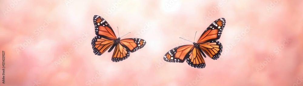 Fototapeta premium Butterflies dancing in spring garden nature photography colorful insects serene atmosphere close-up view beauty of nature