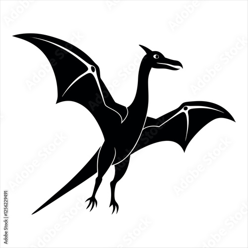 Pterodactyl Extinct Animals silhouette on isolated vector illustration of a bird
