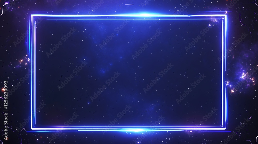 Obraz premium Neon frame, cosmic background, space