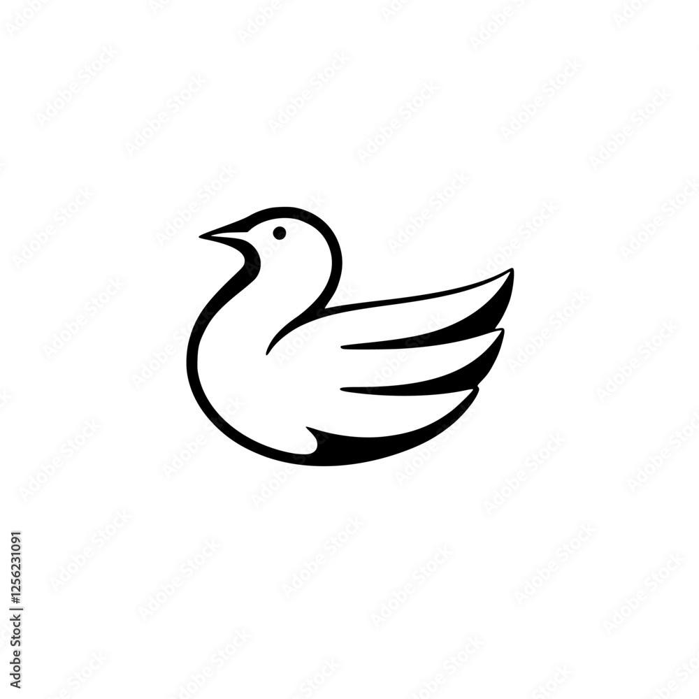 Obraz premium Minimalist Line Art Dove Depicting A Standing Duck.