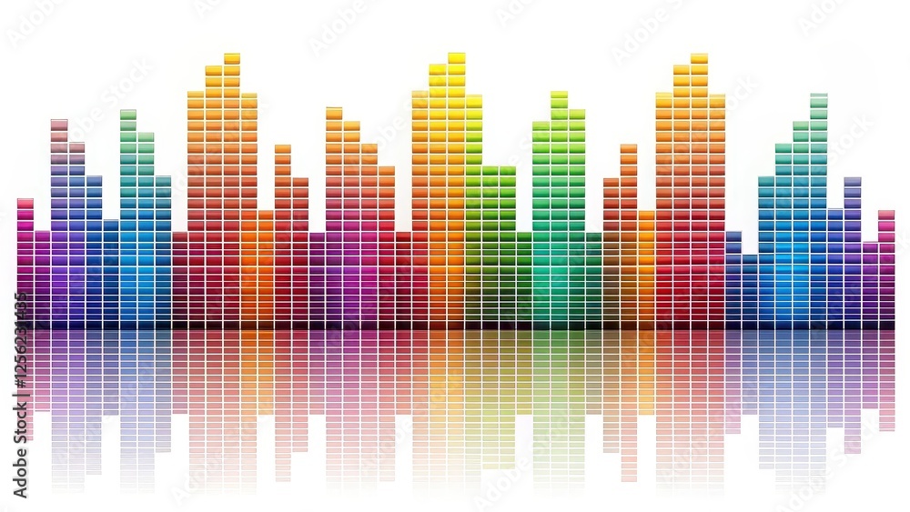Colorful Audio Spectrum Equalizer on White Background Colorful Audio Spectrum Equalizer on White Background