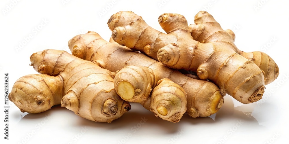 Fresh Ginger Root on White Background Fresh Ginger Root on White Background