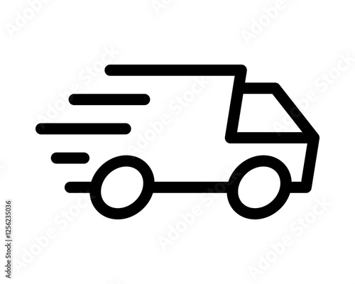 Fast delivery truck icon. Bold, minimalist line art style. Perfect for websites, apps, and presentations needing a clean, modern delivery symbol.
