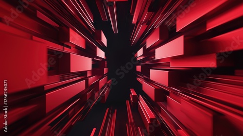 Radiant red lines streaming across a dark backdrop, symbolizing momentum, technology, and innovation photo