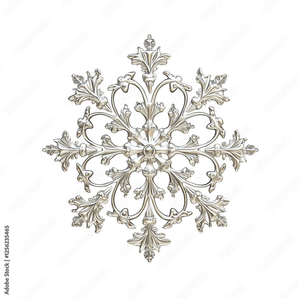 Fototapeta premium A beautifully symmetrical snowflake isolated on transparent background