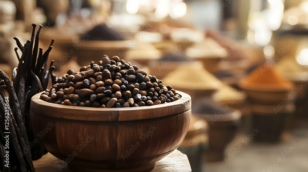Exploring a vibrant spice market filled with rich colors and diverse aromas in a bustling trade environment Exploring a vibrant spice market filled with rich colors and diverse aromas in a bustling trade environment