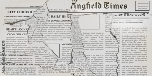 Torn Newspaper. Vector vintage, torn background with old scraps and headlines.