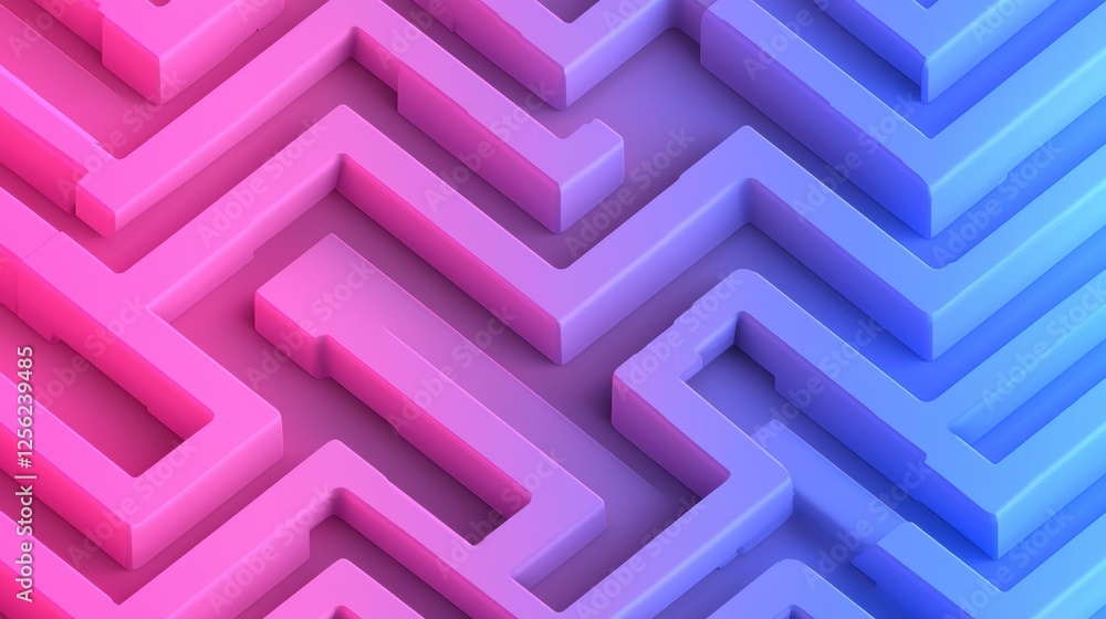 A maze of glowing neon triangles in a gradient of pink and blue, perfect for a high-tech, futuristic background A maze of glowing neon triangles in a gradient of pink and blue, perfect for a high-tech, futuristic background