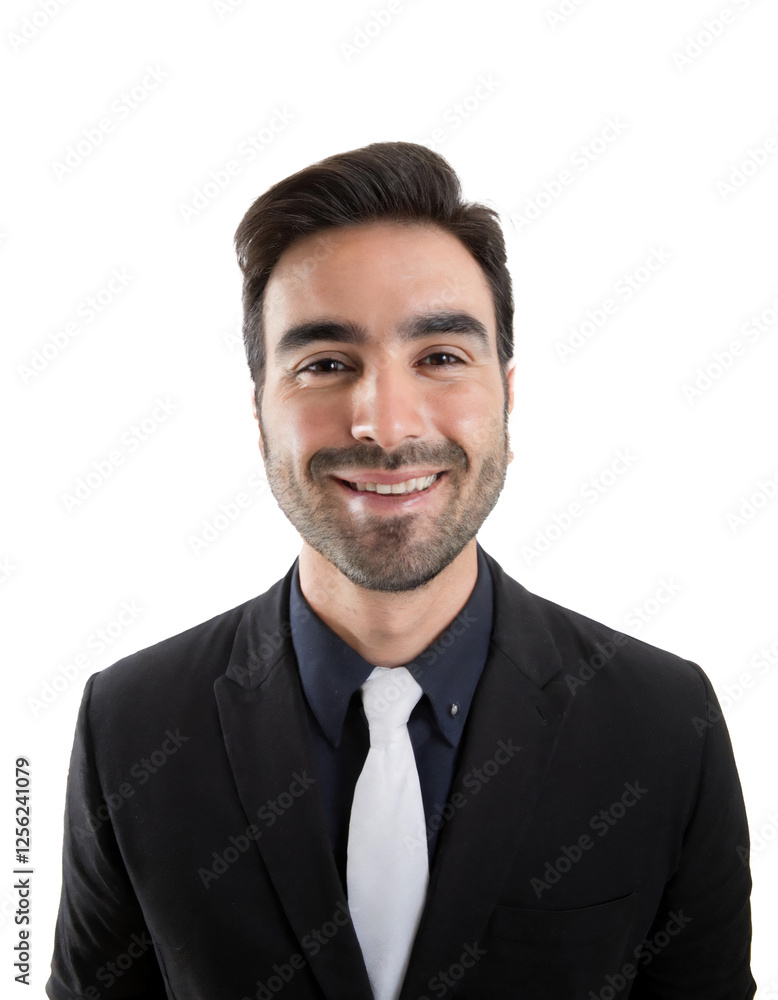 Portrait of only one Man. White Background. Portrait of only one Man. White Background.