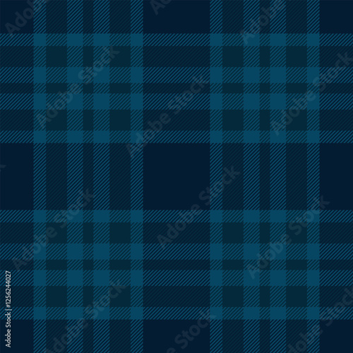 Nobility check fabric pattern, bed seamless tartan plaid. Christmas card background vector textile texture in dark and cyan colors.