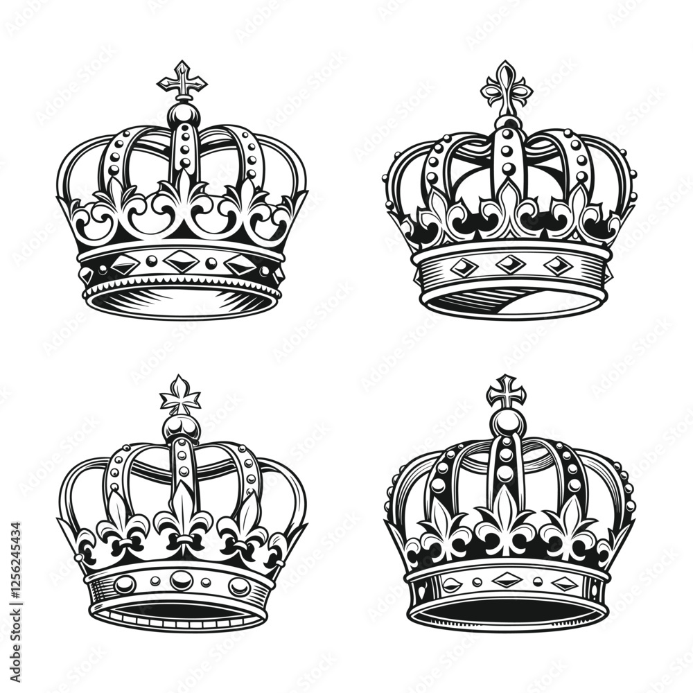 Obraz premium King Crown illustration, Vintage design concept vector style isolated on a white background