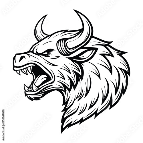 Angry buffalo illustration, mascot logo vector style design isolated on a white background