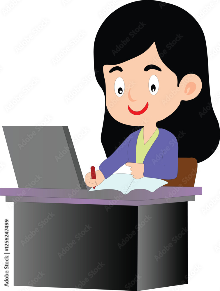 Woman Character in a Modern Office Busy Business Using Laptop Holding Paper Document Ready for Animation Free Illustration Professional Curvy Office Vibrant Workplace Concept Design Woman Character in a Modern Office Busy Business Using Laptop Holding Paper Document Ready for Animation Free Illustration Professional Curvy Office Vibrant Workplace Concept Design