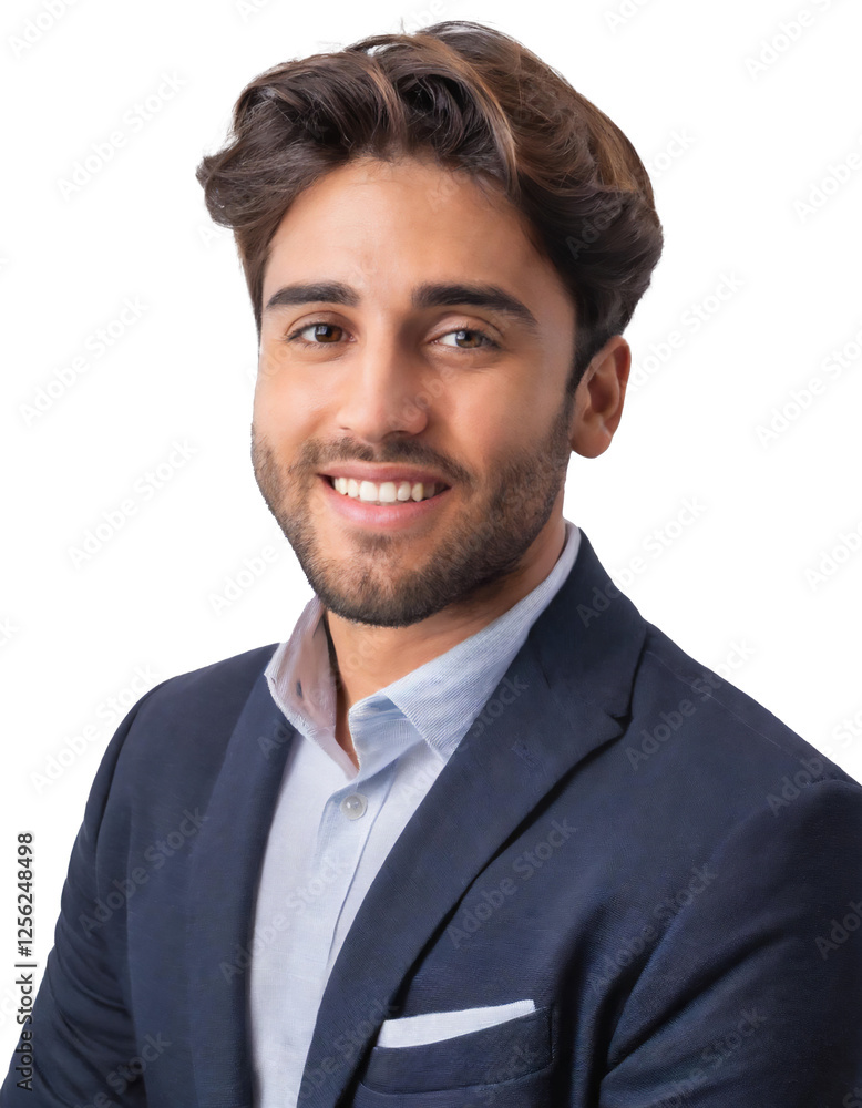 Portrait of only one Man. White Background. Portrait of only one Man. White Background.
