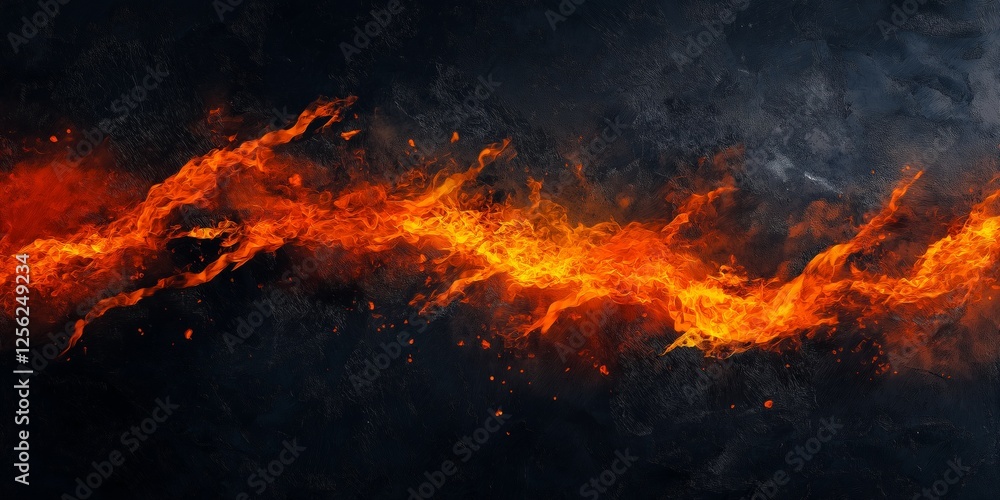 Abstract fire texture with glowing sparks on dark background creating a mysterious cinematic atmosphere Abstract fire texture with glowing sparks on dark background creating a mysterious cinematic atmosphere