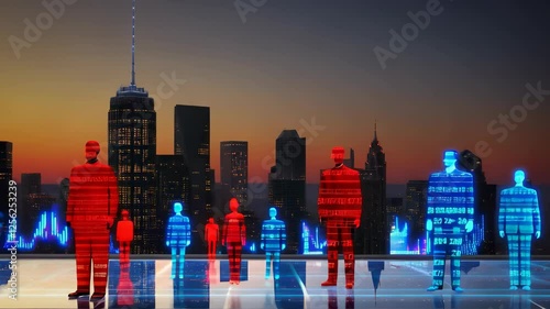 Futuristic Cityscape with Digital Humans
