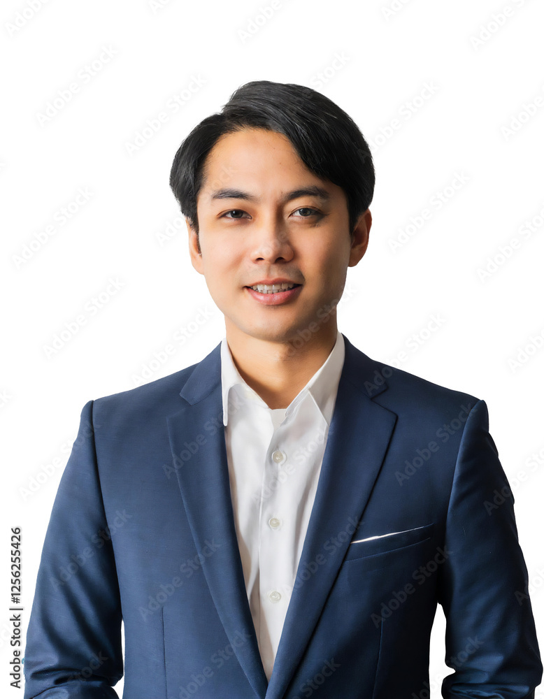 Portrait of only one Man. White Background. Portrait of only one Man. White Background.