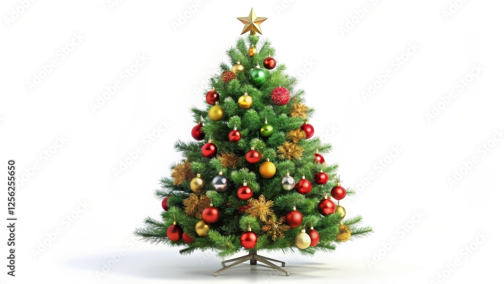 Decorated Christmas Tree on White Background Decorated Christmas Tree on White Background