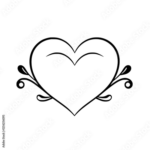A stylized, minimalistic heart image with decorative details