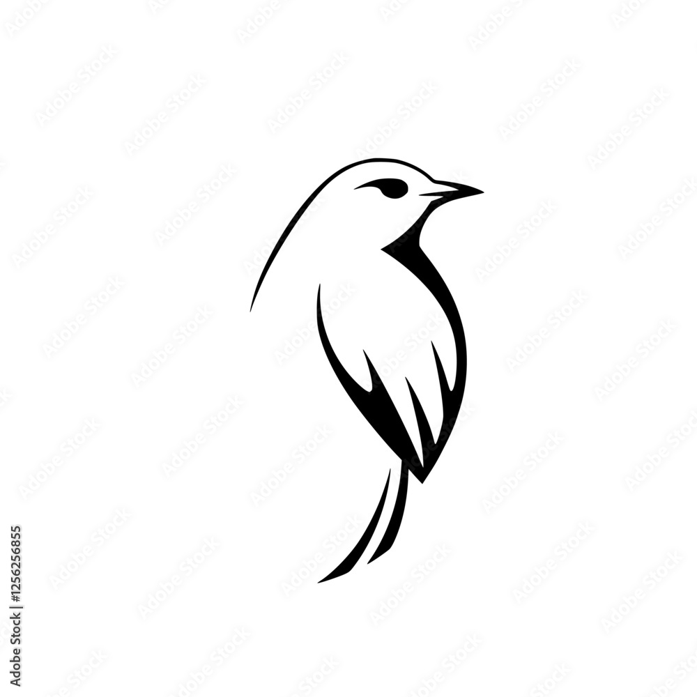 Simplified bird logo, a sleek black and white illustration of a bird with a minimalistic style. Simplified bird logo, a sleek black and white illustration of a bird with a minimalistic style.