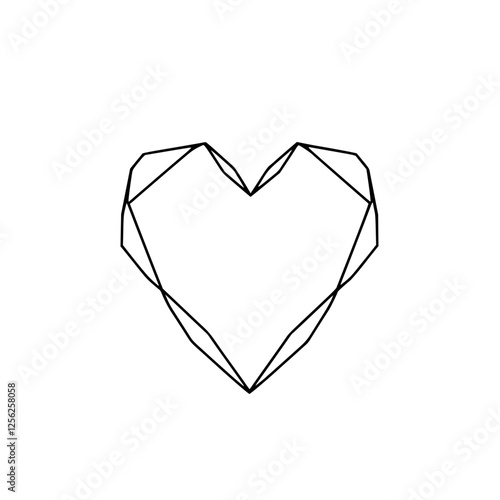 Geometric Heart: Modern, minimalist, black outline of heart against white backdrop.