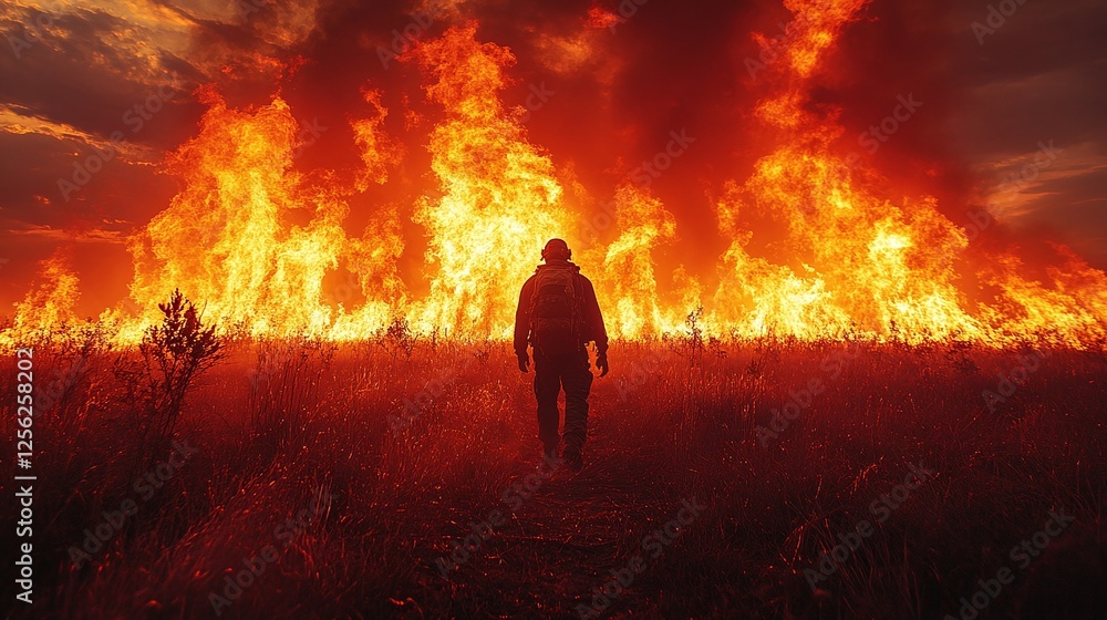 Fototapeta premium forest fire, global warming, environmental threat