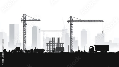 Silhouette Construction Site Cityscape photo